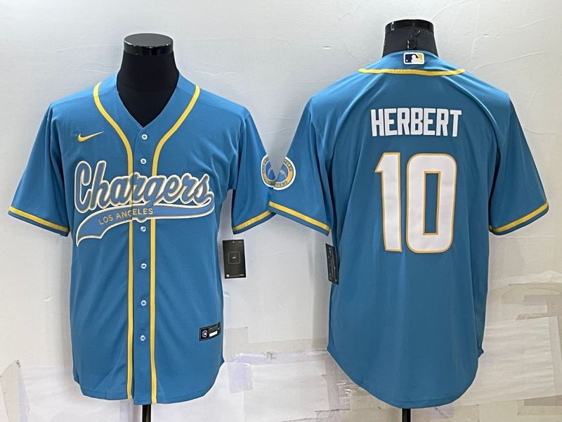 Men Los Angeles Chargers 10 Herbert Blue 2022 Nike Co branded NFL Jersey